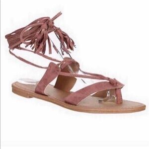 Vegan Suede Tassel Boho Sandals